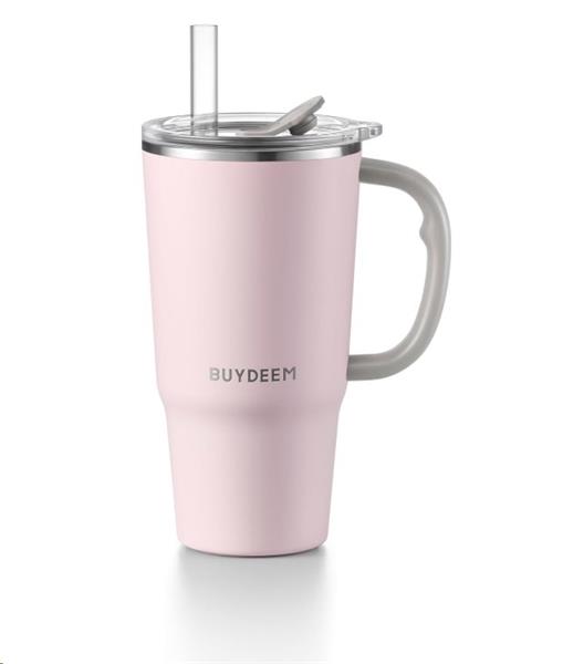 BUYDEEM Termo hrnček so slamkou 700 ml, model DS57, farba ružová DS57-P