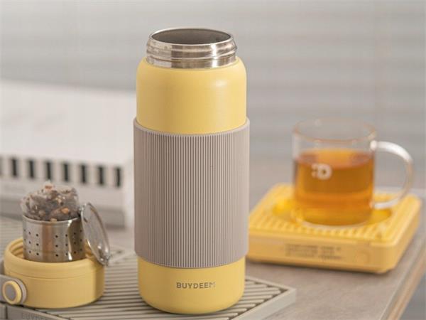 BUYDEEM Termoska so sitkom na čaj 400 ml, model CD1011, farba jemná žltá CD1011-MY