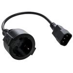 C-TECH Kabel síťový adaptér C14 (M) -> schuko (F), 15 cm CB-PWRC14MF