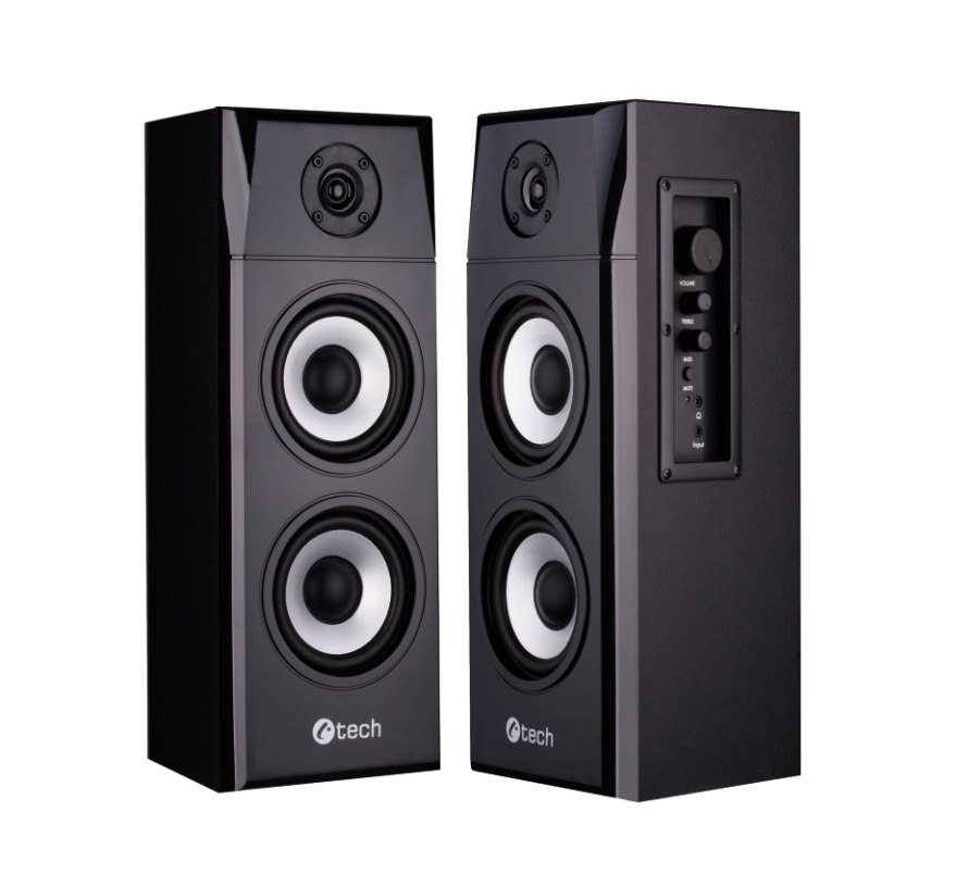 C-TECH reproduktory SPK-1810, 2.0, dřevěné, bluetooth, dálkové ovládání, černé