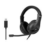 C-TECH sluchátka s mikrofonem MHS-05, USB, ovládání na kabelu, náhlavní, černá MHS-05U