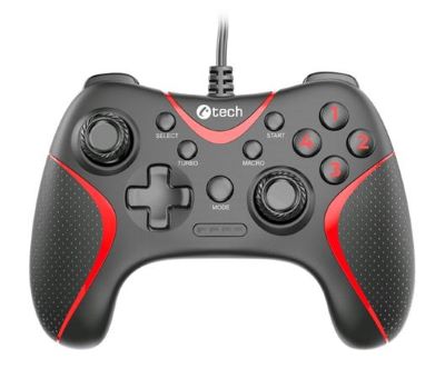 C-TECH Theon pro PC/PS3, 2 programovatelná makro tlačítka, 2x analog, X-input, vibrační, 1,8m kabel, USB GP-09