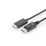 Cable DisplayPort 1.2 w/interlock 4K 60Hz UHD Type DP/HDMI A M/M black 3m AK-340303-030-S