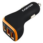 Canyon CNE-CCA08BO, univerzálna autonabíjačka, 2x USB-A, 1xUSB-C 18W PD, Smart IC, LED, oranžovo - čierna