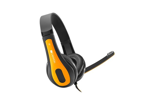 Canyon CNS-CHSC1BY, základný PC Headset, slúchadla s mikrofónom, čierno-žlté