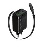 Canyon CNS-CURC65ACB, vysokorýchlostná univerzálna nabíjačka do steny s integrovaným 68 cm USB(C) káblom