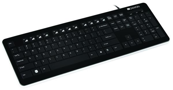 Canyon CNS-HKB3-SK klávesnica, USB, multimediálna, 12 hot keys, štíhla, lesklá, čierna, SK