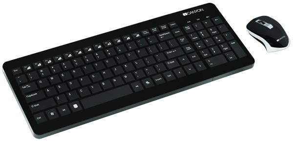 Canyon CNS-HSETW3-SK, Wireless bezdrôtové combo - multimed. klávesnica + opt. myš 800/1200/1600 dpi, SK klávesy, čiern