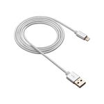 Canyon CNS-MFIC3PW, 1m prémiový opletený kábel Lightning/USB, MFI schválený Apple, perleťovo biely