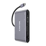 Canyon DS-14, Multiport Docking Station, 8 portov, 1xUSB-C 100W+1xUSB3.0+1xHDMI+1xVGA+1xRJ45+1xaudio 3,5mm CNS-TDS14