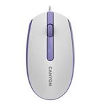Canyon M-10, symetrická optická myš s efektom hladkého posuvu, USB, 1.000 dpi, 3 tlač, bielo-fialová