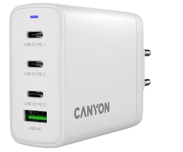 Canyon OnCharge 120ACC, vysokorýchlostná univerzálna nabíjačka do steny, 120W, 3x USB-C , 1x USB-A, biela CNS-CUW120ACC