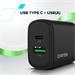 Canyon OnCharge 200, univerzálna nabíjačka do steny, 1x USB-C + 1x USB-A, PD 20W, čierna CNE-CHA200-31