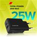 Canyon OnCharge 250, univerzálna nabíjačka do steny, 1x USB-C + 1x USB-A, PD 25W, biela CNE-CHA250-21