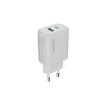 Canyon OnCharge 250, univerzálna nabíjačka do steny, 1x USB-C + 1x USB-A, PD 25W, biela CNE-CHA250-21