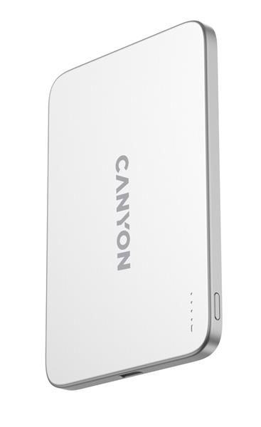 Canyon OnCharge 503, Powerbank, 3 000 mAh,in: USB-C 10W,out: USB-C 10W+Wireless 7.5W, ultratenká, hliníková CNS-CPB503SV