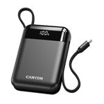 Canyon OnPower 104, powerbanka 10 000 mAh, 22,5 W, USB-C / USB-A, integrované káble USB-C + Lightning, čiern CNS-CPB104B
