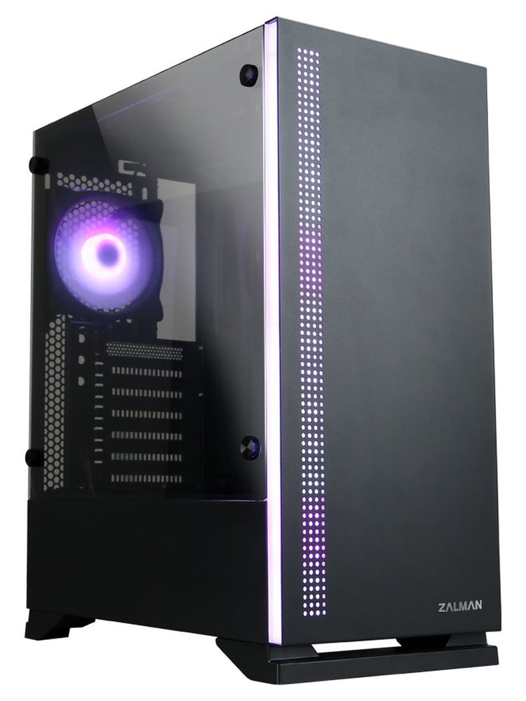 case Zalman miditower S5 Black, ATX/mATX/Mini-ITX, bez zdroje, 1×RGB ventilátor, černá - rozbalena