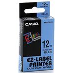 Casio originál páska do tlačiarne štítkov, Casio, XR-12BU1, čierny tlač/modrý podklad, nelaminovaná