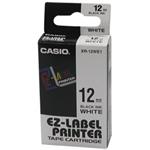 Casio originál páska do tlačiarne štítkov, Casio, XR-12WE1, čierny tlač/biely podklad, nelaminovaná
