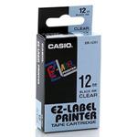 Casio originál páska do tlačiarne štítkov, Casio, XR-12X1, čierny tlač/priehľadný podklad, nelamino