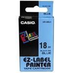 Casio originál páska do tlačiarne štítkov, Casio, XR-18BU1, čierny tlač/modrý podklad, nelaminovaná