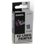 Casio originál páska do tlačiarne štítkov, Casio, XR-18SR1, čierny tlač/strieborný podklad, 18mm