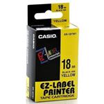 Casio originál páska do tlačiarne štítkov, Casio, XR-18YW1, čierny tlač/žltý podklad, nelaminovaná,