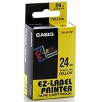 Casio originál páska do tlačiarne štítkov, Casio, XR-24YW1, čierny tlač/žltý podklad, nelaminovaná,