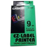 Casio originál páska do tlačiarne štítkov, Casio, XR-9GN1, čierny tlač/zelený podklad, nelaminovaná