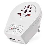Cestovný univerzálny adaptér pre cudzincov do strednej Európy, 1×USB-C, 1×USB-A 8592920158821