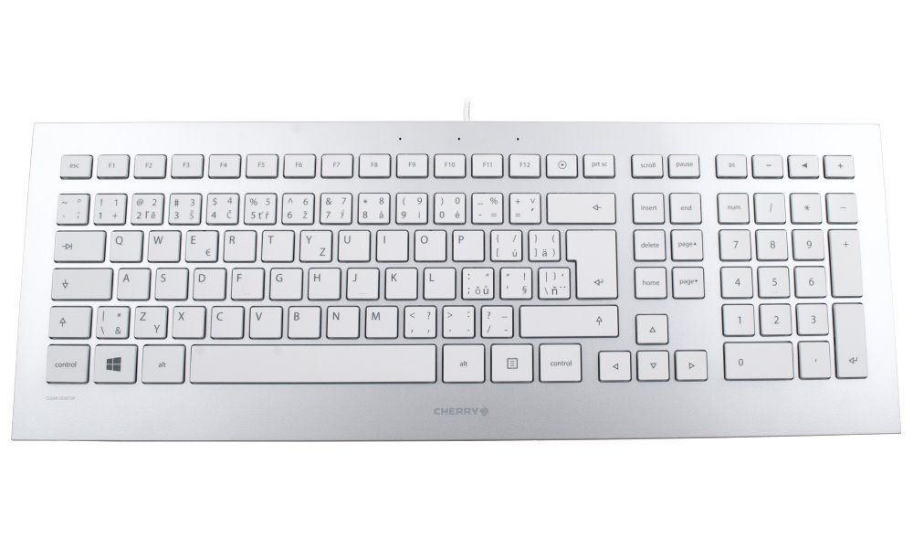 CHERRY klávesnice STRAIT/ drátová/ USB/ bílostříbrná/ CZ+SK layout JK-0300CS