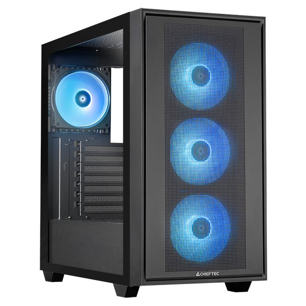 CHIEFTEC Hunter 3 / ATX / 4x120mm ARGB fan / 2xUSB 3.0 / USB-C / tvrz.sklo / černá GS-03B-OP