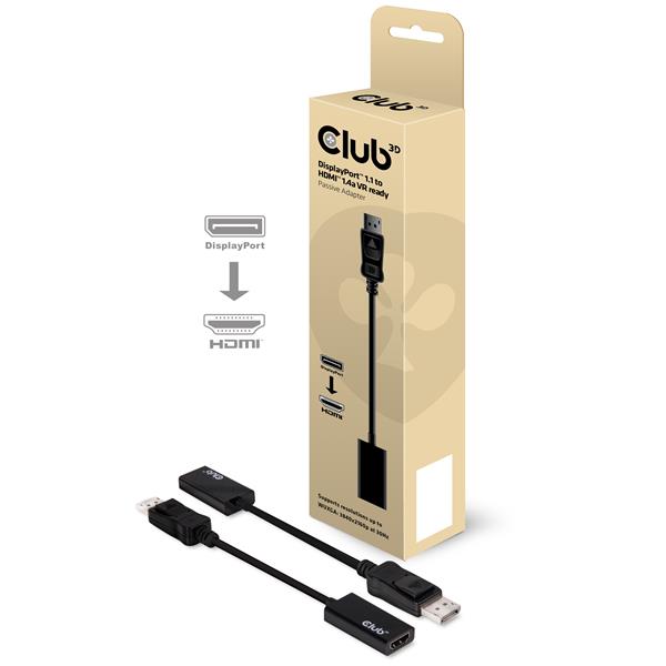 Club3D DisplayPort™ 1.1 to HDMI 1.4 VR (Virtual Reality) Passive Adapter CAC-1056
