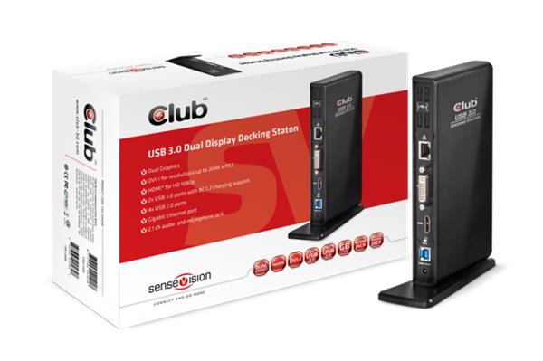 Club3D Dual Display Docking Station ( 2x USB 3.0 / 4x USB 2.0 / HDMI / DVI / RJ45 Ethernet / Audio ) CSV-3242HD