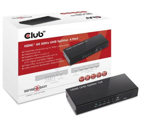 Club3D HDMI 4K 60Hz UHD Splitter (4 Porty) CSV-1380