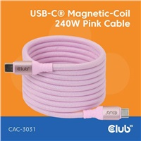Club3D Kabel magnetický USB-C, 240W PD3.1, 480 Mbps, 2m, růžová CAC-3031
