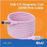 Club3D Kabel magnetický USB-C, 240W PD3.1, 480 Mbps, 2m, růžová CAC-3031