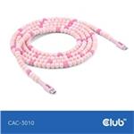 Club3D Kabel s korálky USB-C, 480Mbps, PD 60W, 2m, růžová CAC-3010