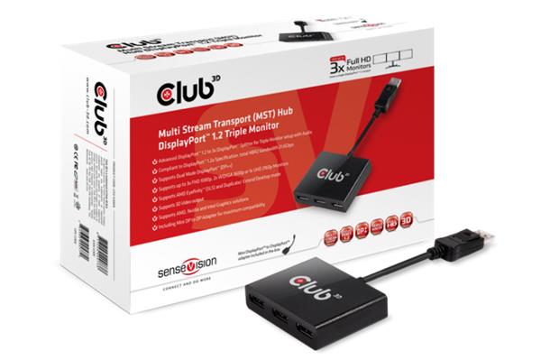 Club3D Multi Stream Transport (MST) Hub DisplayPort™ 1.2 Triple Monitor CSV-5300A
