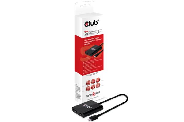 Club3D Multi Stream Transport (MST) Hub USB 3.1 Gen1 Type C to DisplayPort™ 1.2 Dual Monitor CSV-1545