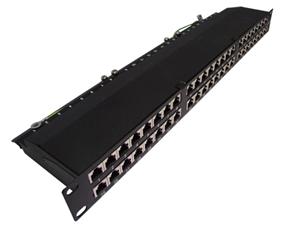 CNS patch panel 48port Cat5e, FTP, blok 110, vyväz. lišta, 1U čierny ECPSB48-FKR-CEC/BK