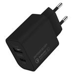 COLORWAY 1x USB a 1x USB-C/ síťová nabíječka/ 20W/ 100V-240V/ Černá CW-CHS025QPD-BK