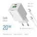 COLORWAY 1x USB-C/ 1x USB-A/ síťová nabíječka/ GaN/ PD/ PPS/ 20W/ Bílá + 1x USB-C kabel CW-CHS062PDC-WT