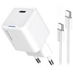 COLORWAY 1x USB-C/ síťová nabíječka/ GaN/ PD/ PPS/ 35W/ Včetně 100cm kabelu/ Bílá CW-CHS056PDC-WT