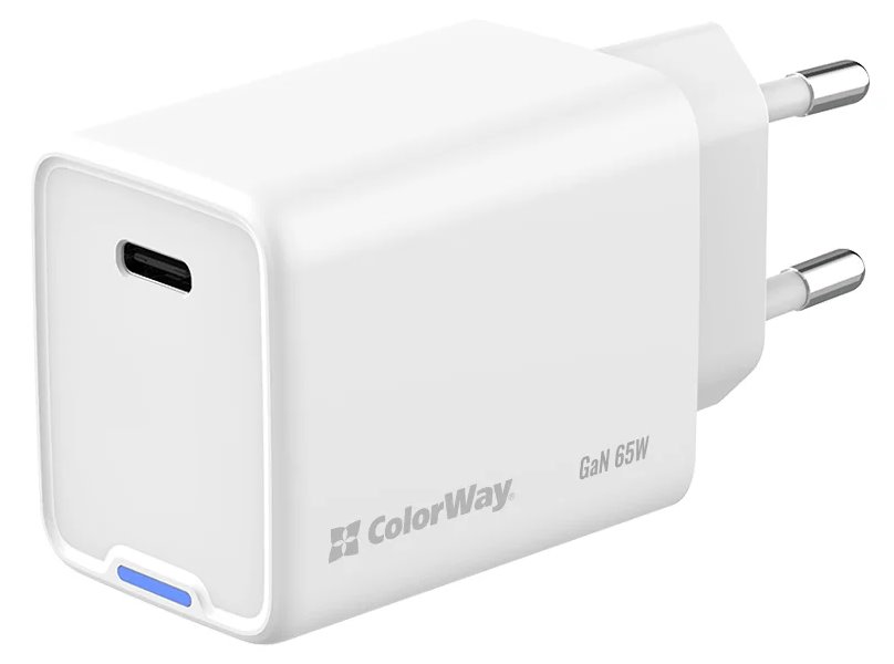 COLORWAY 1x USB-C / síťová nabíječka/ GaN/ PD/ PPS/ 65W/ Bílá CW-CHS049PD-WT
