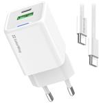 COLORWAY 1x USB-C/ síťová nabíječka/ GaN/ PD/ PPS/ QC/ 30W/ Včetně 100cm kabelu/ Bílá CW-CHS053PDC-WT