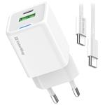 COLORWAY 1x USB-C/ síťová nabíječka/ GaN/ PD/ PPS/ QC/ 35W/ Včetně 100cm kabelu/ Bílá CW-CHS055PDC-WT