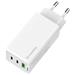 COLORWAY 2x USB-C, 1x USB-A/ síťová nabíječka/ GaN/ PD/ PPS/ 65W/ Bílá CW-CHS058PD-WT