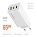 COLORWAY 2x USB-C, 1x USB-A/ síťová nabíječka/ GaN/ PD/ PPS/ 65W/ Bílá CW-CHS058PD-WT